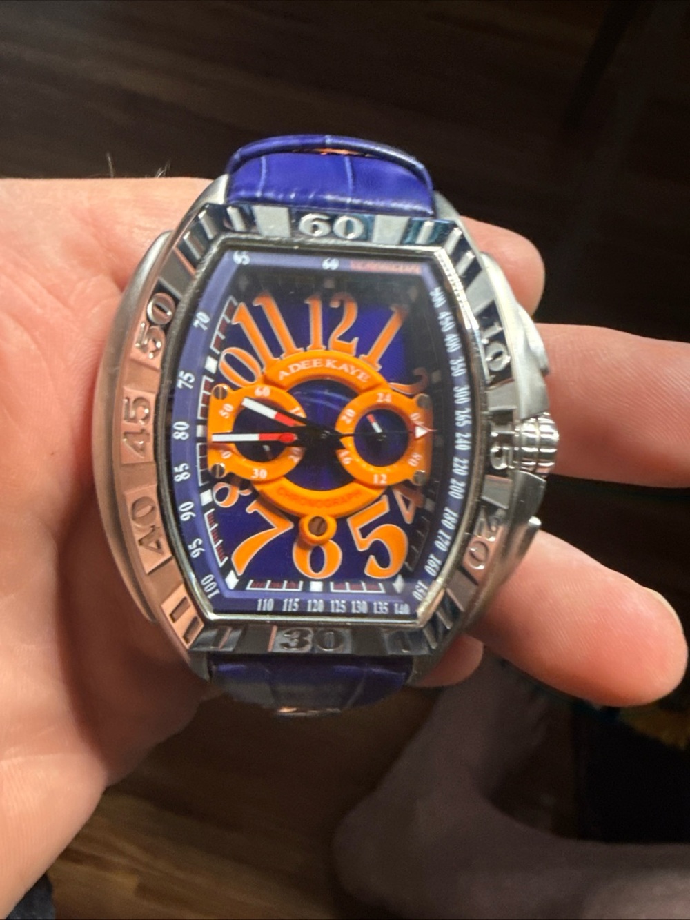 Adee Kaye Blue and Orange Men's Sport Chronograph Watch
